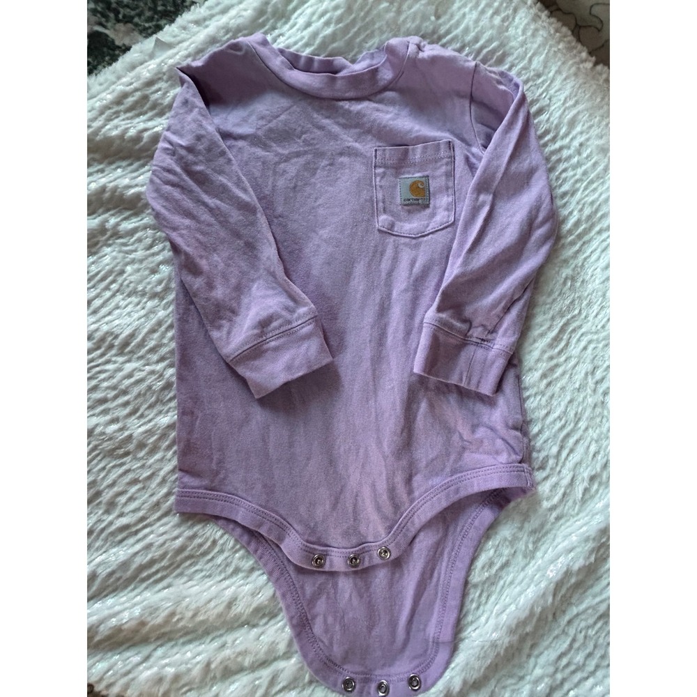 Carhartt Kids Long Sleeve Pocket Bodysuit Lavender Purple 24M One Piece Onesie